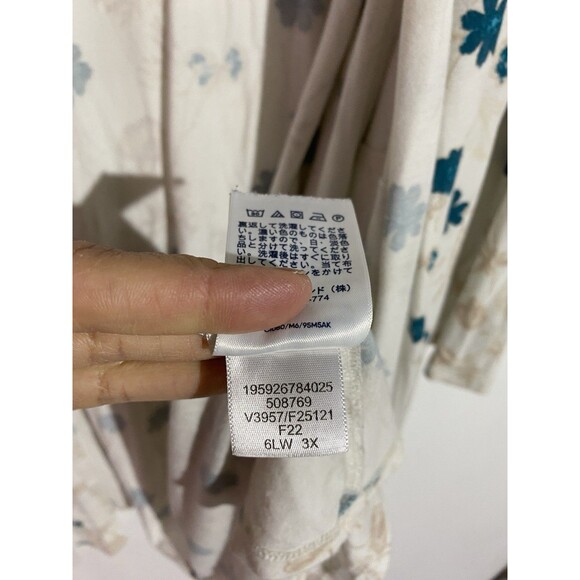 Lands End Cardigan 3X Cream Floral Liquid Knit Travel Office Open Duster Topper - Picture 8 of 12